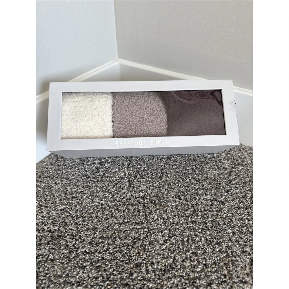 NEW Barefoot Dreams 3 Pair Cozy Chic Fig Multi Socks Boxed Gift Set‎ Warm